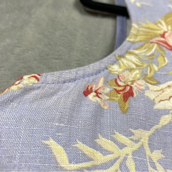 Vintage Carol Anderson 100% Linen Artsy Striped Floral Print Dress Set Sz Small - Picture 9 of 16